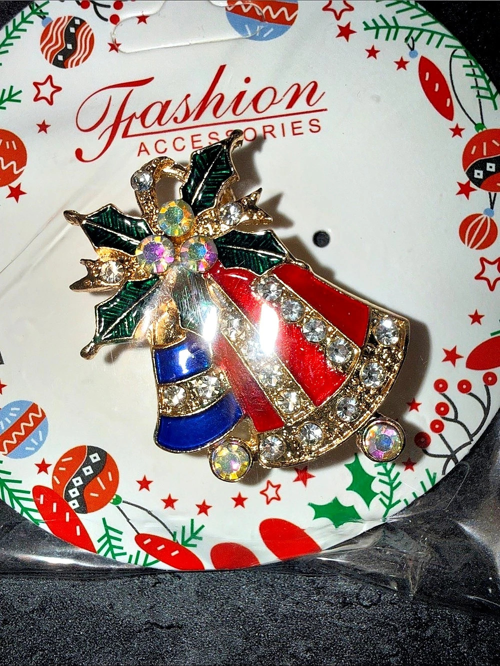 Christmas Tree Brooch in Red & Green